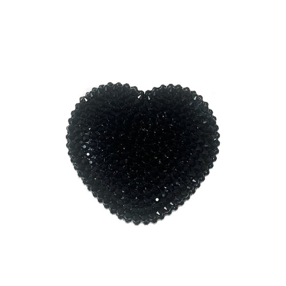 Black Heart Egyptian Rhinestone Compact Mirror - Picture 1 of 3